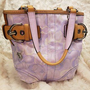 Coach Optic  Signature purple Bee Tote Purse Bag